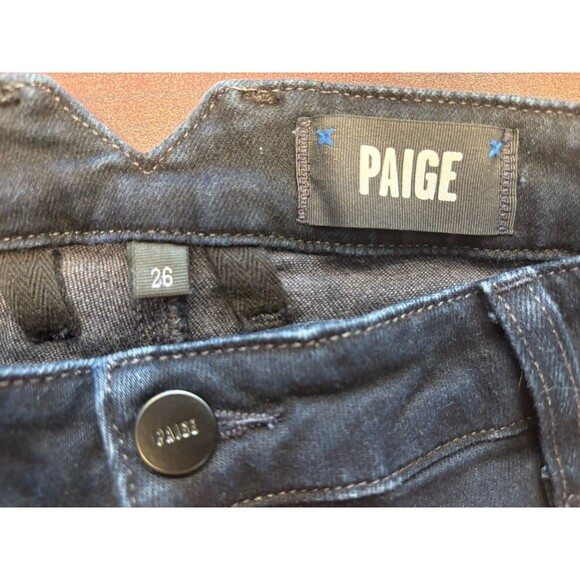 PAIGE Emmie Straight Ankle in Vela Black Jeans Sz 26 Revolve - Picture 6 of 9
